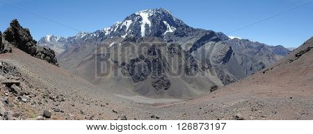 View to mount Aconcagua on argentina andes