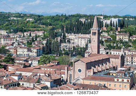 Beautiful view from the tower lamberti of Verona