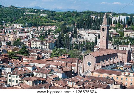 Beautiful view from the tower lamberti of Verona