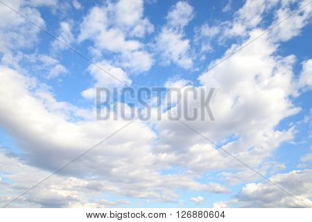 Blue sky with spindrift clouds may be used as background.