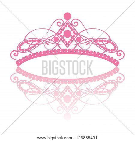 diadem. elegance feminine tiara with reflection. in pink colour isolated on white background. vector illustration.