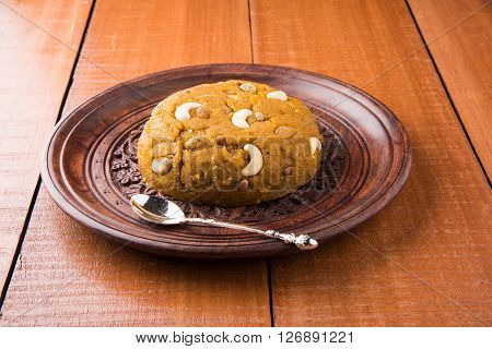 Moong Dal Halwa - a sweet dish from India, Indan Sweet Halwa made from Moong Dal, moong dal sweet sheera or shira cooked in pure ghee