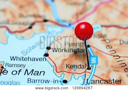 Kendal pinned on a map of UK