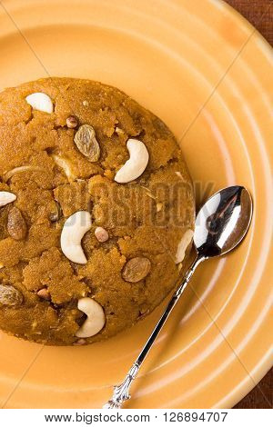 Moong Dal Halwa - a sweet dish from India, Indan Sweet Halwa made from Moong Dal, moong dal sweet sheera or shira cooked in pure ghee