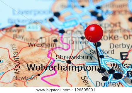 Wolverhampton pinned on a map of UK