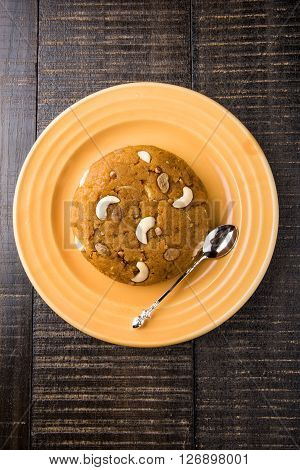 Moong Dal Halwa - a sweet dish from India, Indan Sweet Halwa made from Moong Dal, moong dal sweet sheera or shira cooked in pure ghee