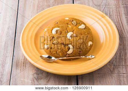 Moong Dal Halwa - a sweet dish from India, Indan Sweet Halwa made from Moong Dal, moong dal sweet sheera or shira cooked in pure ghee