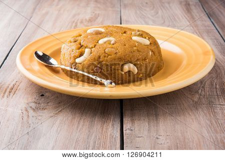 Moong Dal Halwa - a sweet dish from India, Indan Sweet Halwa made from Moong Dal, moong dal sweet sheera or shira cooked in pure ghee