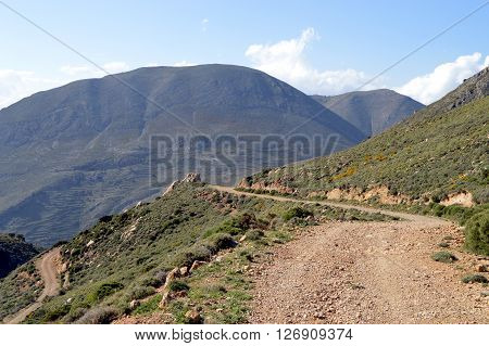 Seen on a sinuous path in mountains.