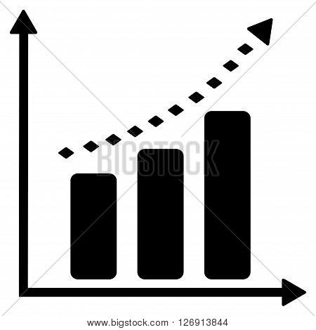 Dotted Positive Trend vector toolbar icon. Style is flat icon symbol, black color, white background, rhombus dots.