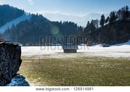 View over Alps from Loisach Valley, Garmisch-Partenkirchen, Germany
