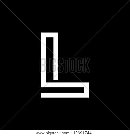 Capital letter L. From the white interwoven strips on a black background. Template for emblem, logos and monograms.