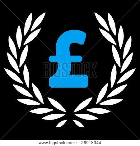 Pound Laurel Wreath vector icon. Pound Laurel Wreath icon symbol. Pound Laurel Wreath icon image. Pound Laurel Wreath icon picture. Pound Laurel Wreath pictogram. Flat pound laurel wreath icon.