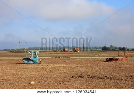 Abandoned farm equipment field barn. The landscape of the Russian village on the Volga river
** Note: Visible grain at 100%, best at smaller sizes
