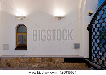 Orthodox temple complex. The inner space of the gate.