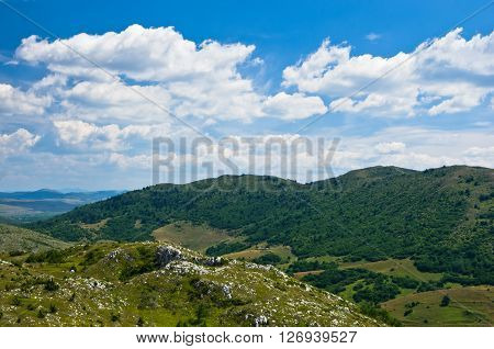 Panorama of Pester plateau landscape in southwest Serbia
