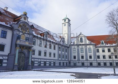 Augsburg Germany - January 16 2016:The magnificent Renaissance Fronhof next to the cathedral - the seat of the diocese of Augsburg.