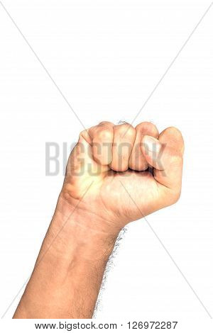 Male Clenched Fist, Isolated On A White Background