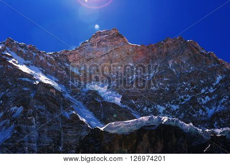 Scenic view of Jannu peak, Kanchenjunga Region, Himalayas, Nepal.
