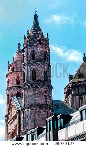 Church Tower of the Kaiserdom of St. Peter in Worms, built 1130-1181, Germany
