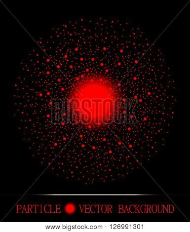 Abstract shpere of red glowing light particles space black background. Galaxy symbol. Style background for presentations cards scientific and jewelry design. Vector illustration