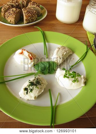 Fresh Labneh - Strained yogurt. Fresh cream cheese made from yogurt with herbs and spices