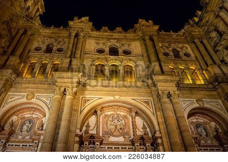 Baroque Design Of The Main Doors To The Malaga Cathedral In Malaga, Andalusia, Spain, Europe