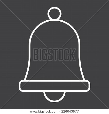 Easter Bell Line Icon, Easter And Holiday, Jingle Sign Vector Graphics, A Linear Pattern On A Black 
