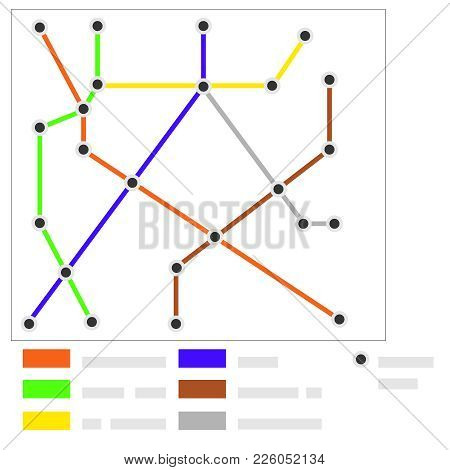 Metro Map With Stations. Modern Metro Map With Lines And Stations. The Map Of Underground Transport.