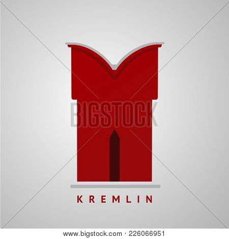 Red Kremlin Wall Element. Isolated Vector Sign. Flat Style Icon. Russi
