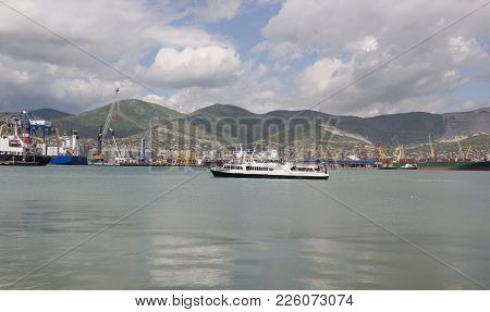 Russia, Novorossiysk - May 9, 2014: Views Of Novorossiysk Commercial Sea Port. Novorossiysk Is A Lar