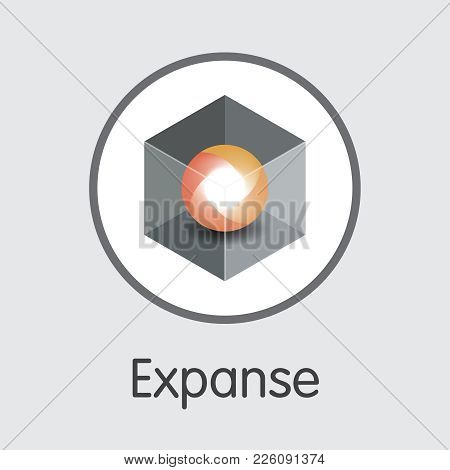 Expanse - Vector Icon Of Virtual Currency. Criptocurrency Blockchain Icon On Grey Background. Digita