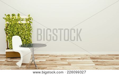 Room Interior - Empty Room,tropical Modern Style. 3d Rendering