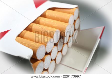Cigarettes Close Up With White Frame High Quality Stock Photo