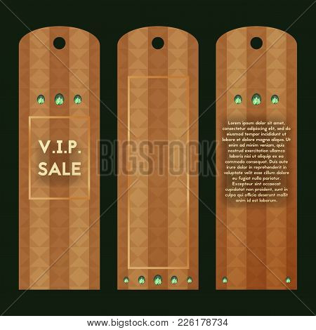 Paper Tag V.i.p. Style. Vector Label With Green Diamond. Collection Of Luxury Templates For Sale.