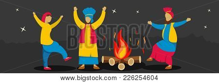 Lohri Banner. Flat Illustration Of Lohri Vector Banner For Web