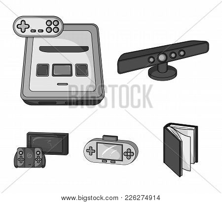 Game And Tv Set-top Box Monochrome Icons In Set Collection For Design.game Gadgets Vector Symbol Sto