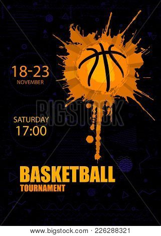 Design For Basketball. Poster For The Tournament. Abstract Creative Sports Template, Geometry, Polyg