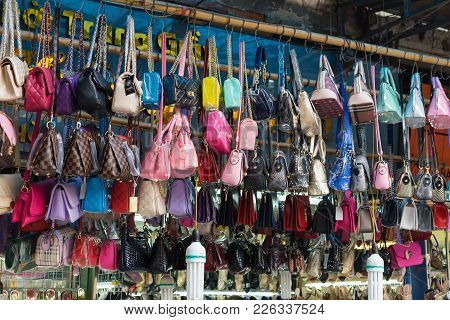 Hanoi, Vietnam - Apr 5, 2015: Woman Bag For Sale In Hang Dau Street