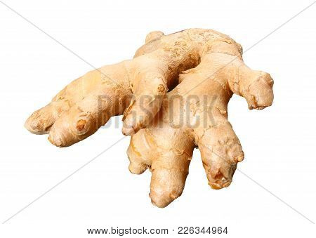 Fresh Ginger On White Background, Herb Medical Concept