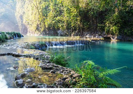 Beautiful natural pools in Semuc Champey, Lanquin, Guatemala, Central America