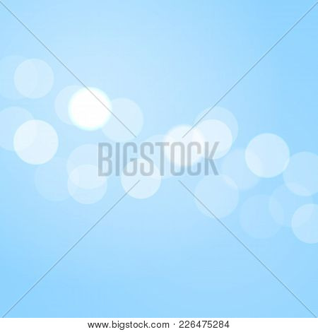 Vector Abstract Blue Sky Background With Soft Boken Lights.
