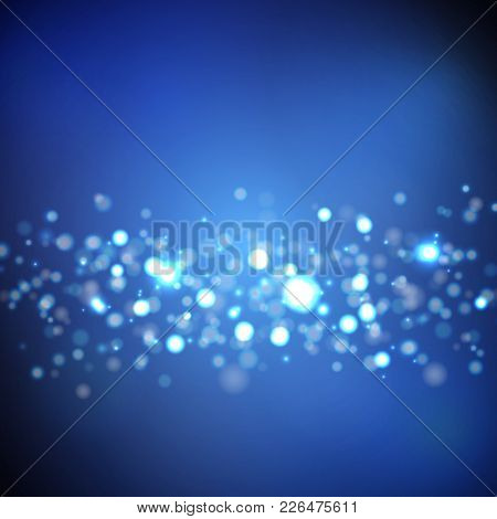 Vector Abstract Dark Blue Background With Boken Lights.
