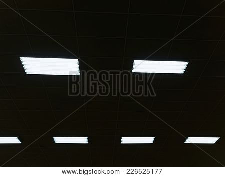 Industrial Lighting Panel Of  Low-pressure Mercury-vapor Gas-discharge Lamp.  Lights System For Ceil