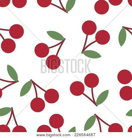 Vector Illustration Of Seamless Pattern Of Cherry