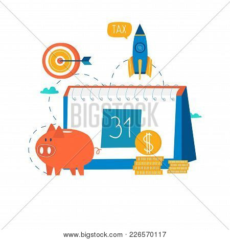 Financial Calendar, Financial Planning, Monthly Budget Planning Flat Vector Illustration Design. Fin