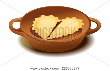 Valentine Meal With Delicious Dumplings - Vector Illustration