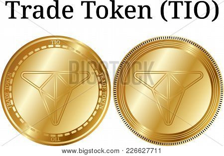 Set Of Physical Golden Coin Trade Token (tio), Digital Cryptocurrency. Trade Token (tio) Icon Set. V