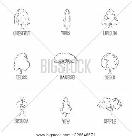 Forestry Icons Set. Outline Set Of 9 Forestry Vector Icons For Web Isolated On White Background