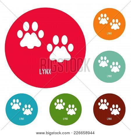 Lynx Step Icons Circle Set Vector Isolated On White Background